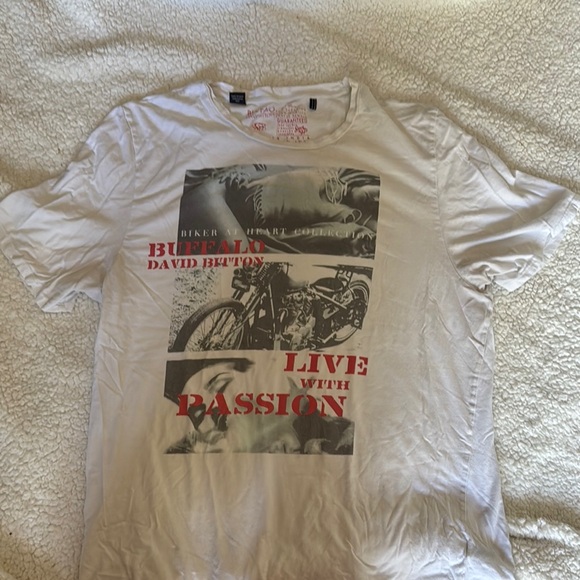Buffalo David Bitton White Graphic T-Shirt - Picture 1 of 2